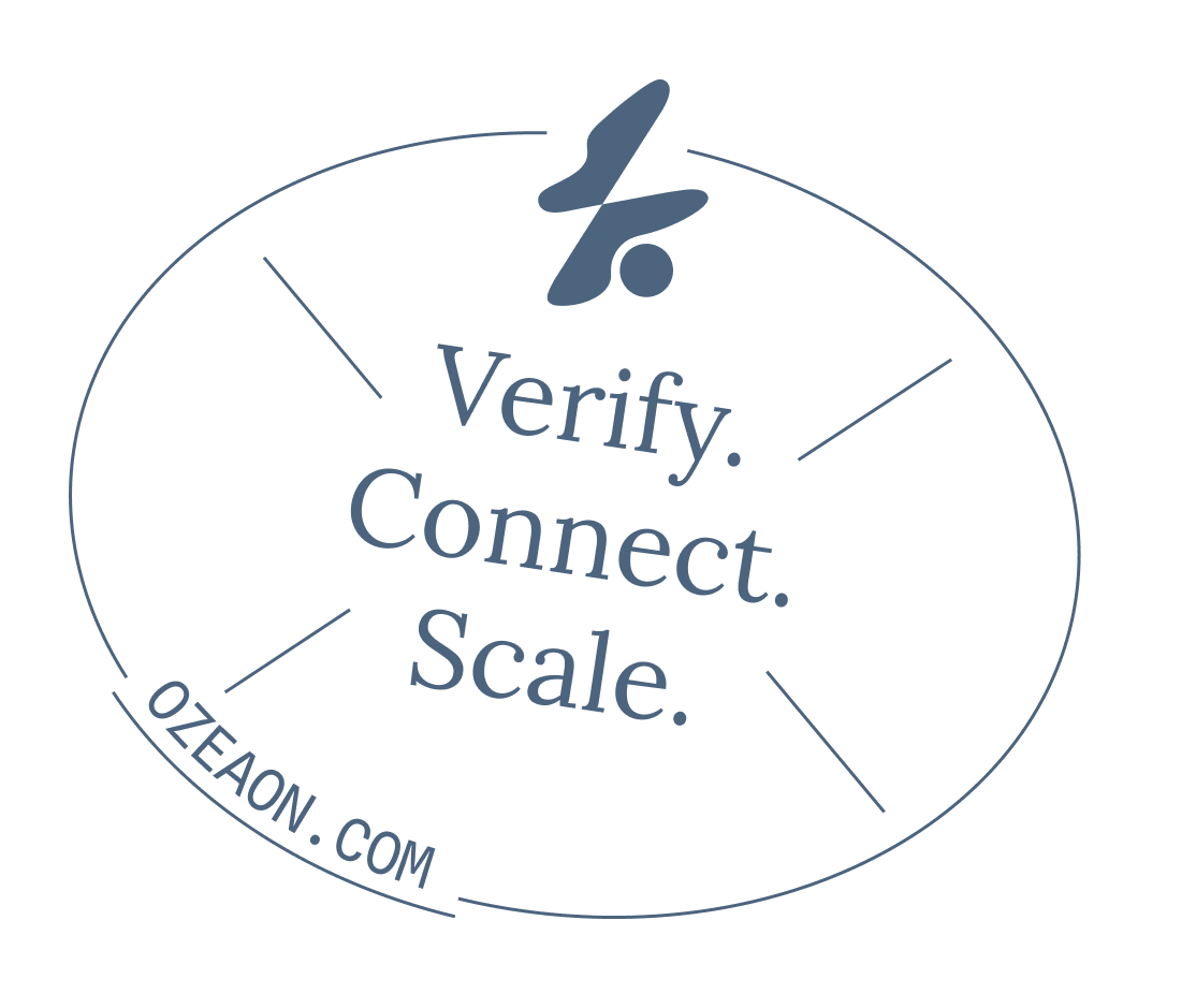 Ozeaon stamp: Verify. Connect. Scale. — ozeaon.com